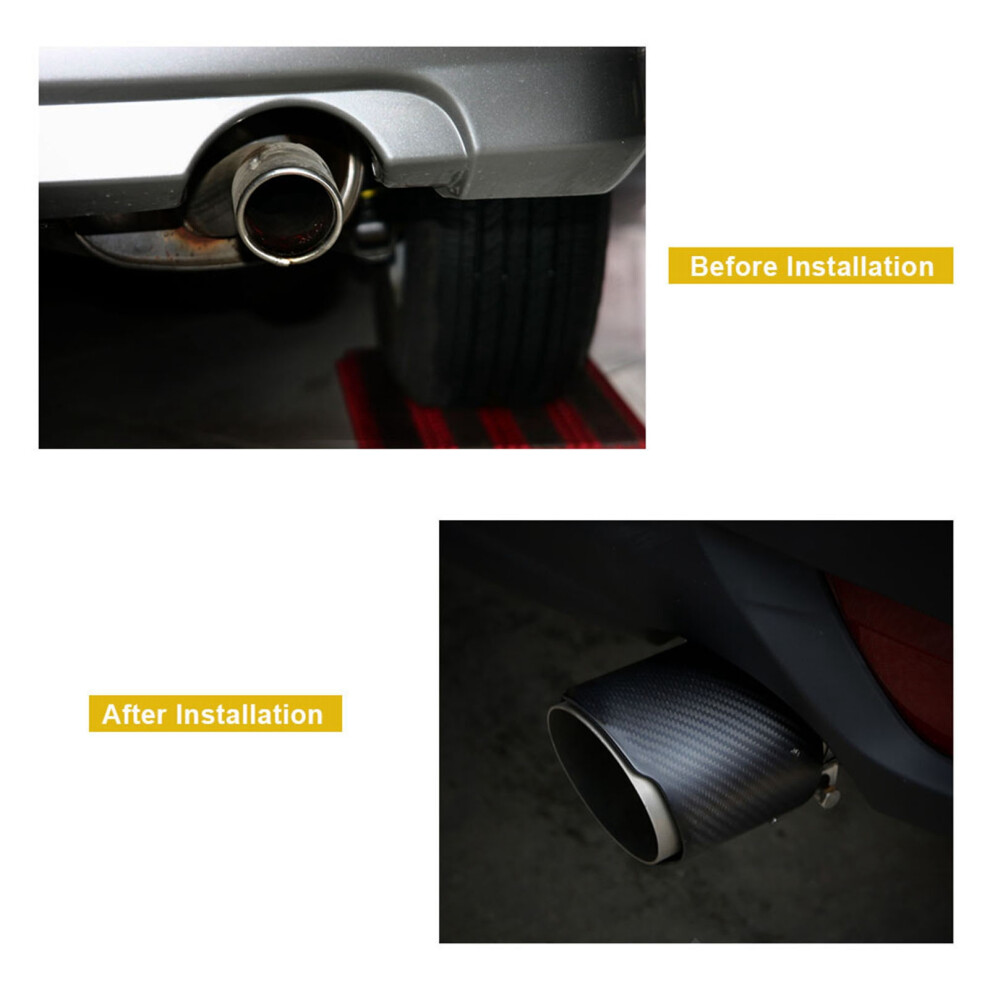 Carbon Fiber Car Exhaust Pipe Muffler End Tip Tailpipe For Auto Suv 63Mm Inlet Diameter 89Mm Outlet Diameter Glossy 4911324240378
