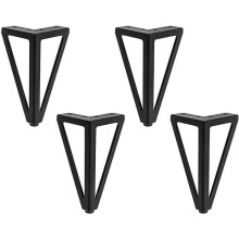 4er-Set 15 cm schwarze dreieckige Tischbeine aus Metall im modernen Stil für Möbel, Schränke, Schlafsofas, VHV