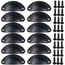 12er Set schwarze Türgriffe, Retro-Stil, für Schublade, Möbel, Vintage-Stil, VHV