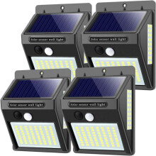 Solarleuchten für den Außenbereich mit Bewegungsmelder, 100 LED, 1000 Lumen, wasserdicht, 4er-Pack, VHV