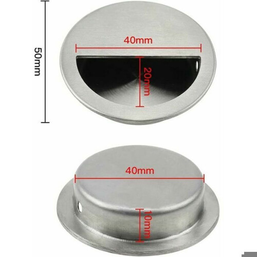 4er Set Edelstahl-Muldengriffe für Schiebetüren oder Möbel, Durchmesser 50 mm VHV 1