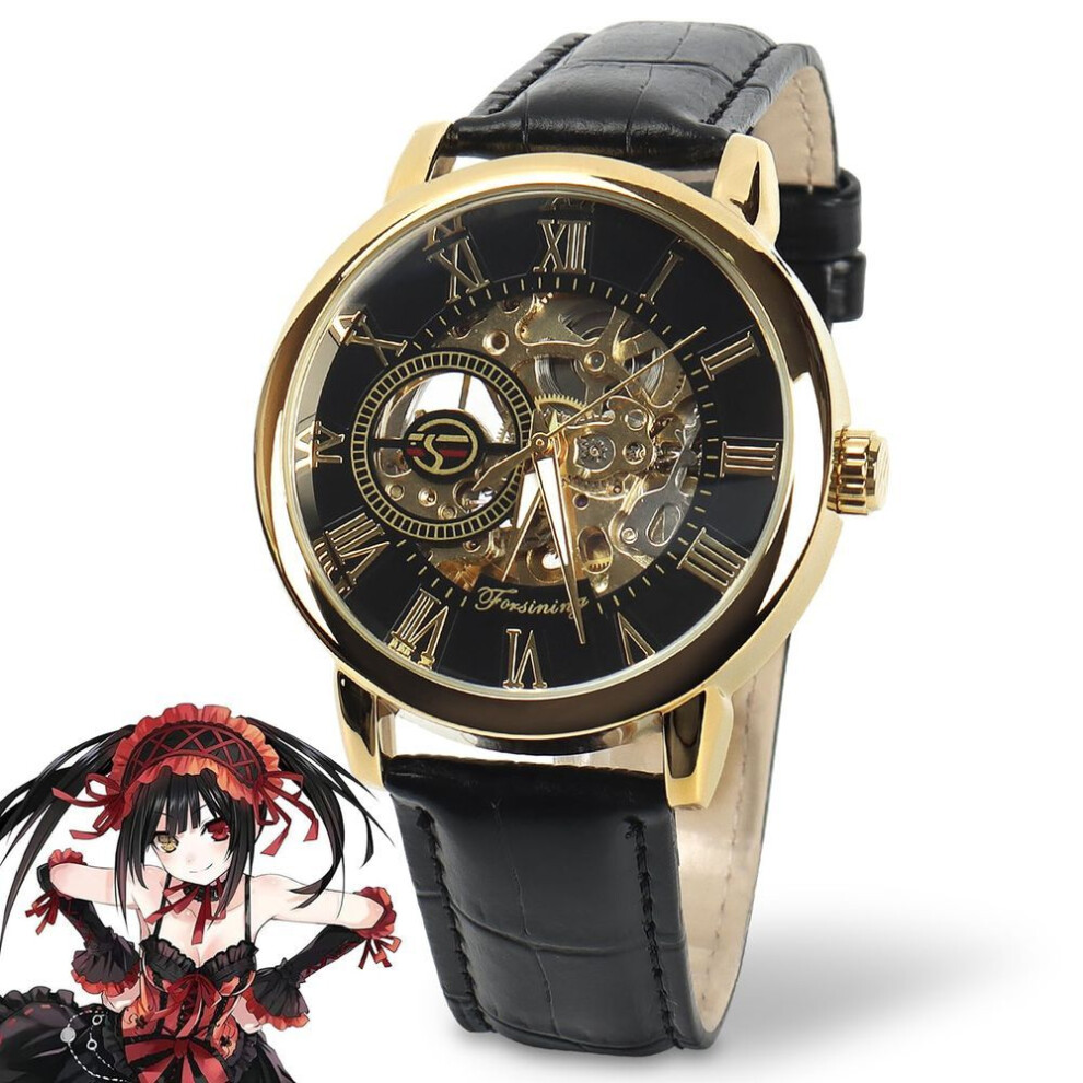 Topsky Watch Mechanical Roman Numeral Men's Women's Kurumi Tokisaki Tokochikatei Cosplay Watch Skeleton Watch (type-a)