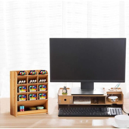 Multifunktionale Stiftebox aus Holz – Kirsche – Braun – Unisex – Erwachsene 2