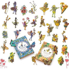 Sticker - Fee - 90 Stück - Blumen und Feen - Dekoration für Tagebuch und Album - Gemischt