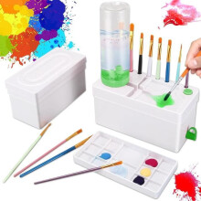 Verbesserter Pinselspüler, 4-in-1-Pinselreiniger mit Palette für Acryl-, Aquarell- und Wasserfarben, Grün