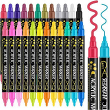 LECOO Acrylmarker mit Doppelspitze – 24 Farben – gemischt – auf Wasserbasis