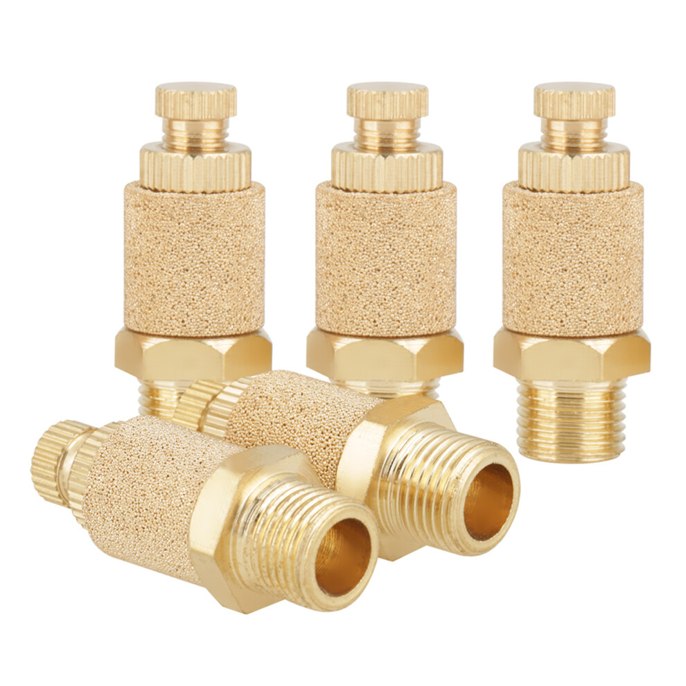 5Pcs/Set Brass Pneumatic Muffler Silencer Air Flow Speed Control 1/8 Bsp Valve 9311324241576