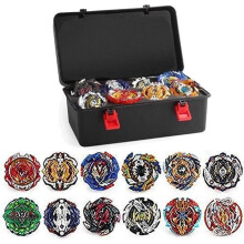 12 neue Kreisel mit 2 Turbo Burst Launchern, Arena-Spielzeug, Gyro Pocket Box Pro (Schwarz) – Geschenk für Kinder
