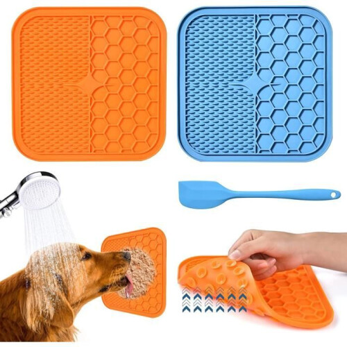 Leckmatte - 2 Stück - Lebensmittelechtes Silikon - Saugnäpfe - 15 cm - Hund und Katze