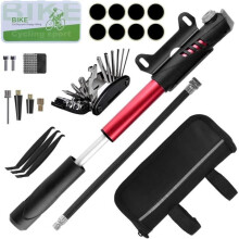 Fahrradwerkzeug-Set – Reparaturwerkzeug mit 120 PSI Minipumpe – Schwarz/Rot – Erwachsene