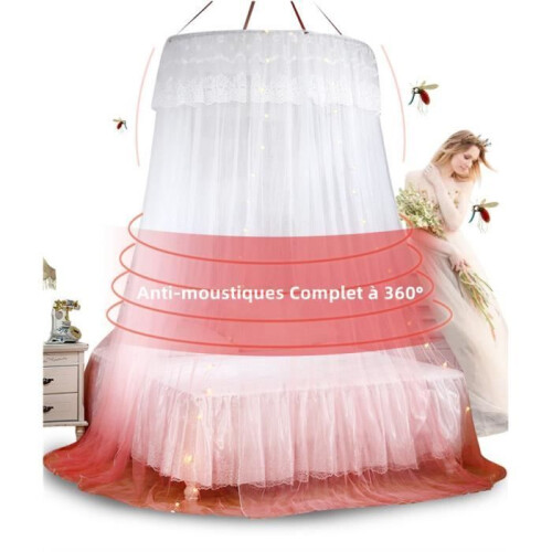 Moskitonetz-Betthimmel aus Polyester mit Lichtkuppel – Dekoration für Baby-, Kinder- oder Mädchenzimmer – Rosa 1