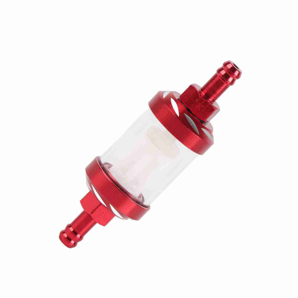 Metal Glass Inline Gas Oil Fuel Filter 8Mm Thread Replacement For Motorcycle (Red) Red 4111324242161
