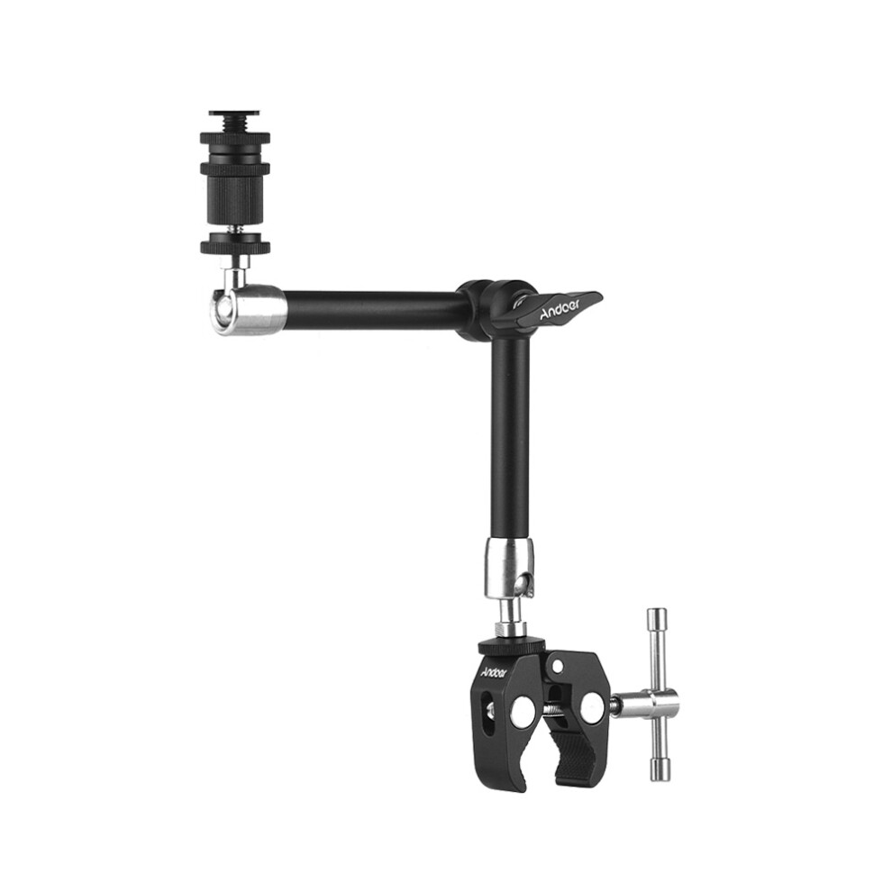 Andoer 11" Stainless Steel Articulating Friction Arm With Adjustable Super Rod Clamp Pliers Clip For Dslr Camera Rig/Monitor/Led /Flas Light 5031324243014