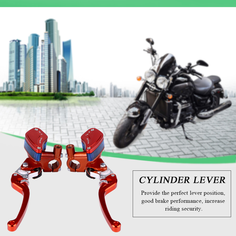Pair Of 22Mm Cnc Motorcycle Hydraulic Brake Pump Clutch Master Cylinder Lever Adjustable Orange 4691324243868