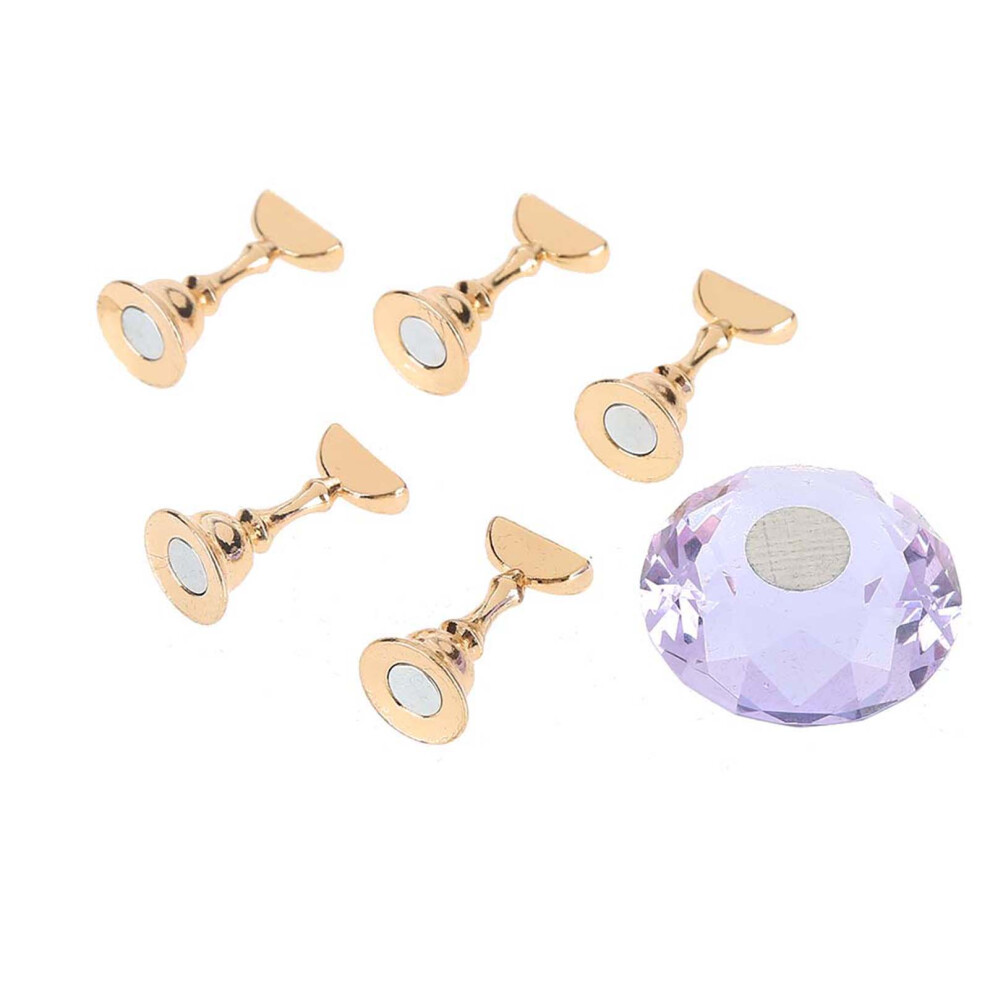 Purple Magnetic Nail Tip Practice Stand Base Crystal Alloy Holder Nail Art Display Stand