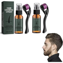 2-delige baardgroeiset voor mannen, groeiactivator serum, baardroller, snelle groei olie voor mannen