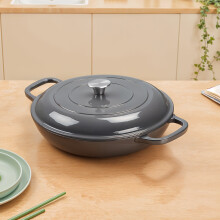 (Grey) 3.2L Enameled Cast Iron Pot with Lid