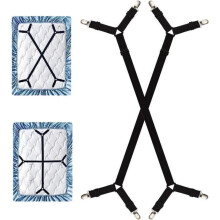 2-pack bedlakenhouderriemen, lange verstelbare bedlakenklemmen, verstelbare kruisriemen voor hoeslakens