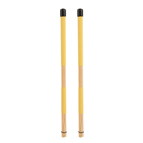 1 Pair Practical Bamboo Drum Brushes Sticks Rod Drumsticks Music Instrument Accessory (Yellow) 1