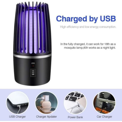 LANGTU Buitenmuggenlamp – USB oplaadbare vliegenval – Effectief bereik 120 m² 2