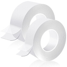 Nano dubbelzijdige tape, 2 rollen sterke dubbelzijdige tape, transparante dubbelzijdige tape, wasbaar en herbruikbaar