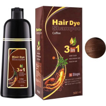 Koffiekleurshampoo voor grijs haar, haarkleuring in minuten, natuurlijke en langdurige shampoo voor mannen en vrouwen