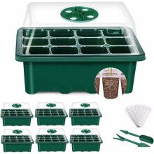 Mini-kas voor planten, 6-pack, 72 cellen, zaailingbak met deksel en ventilatie, duurzaam voor gebruik binnenshuis, VHV