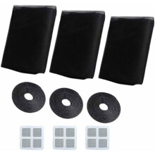 Horren voor ramen, set van 3, 150 cm x 200 cm, insectenwering, zwart, VHV