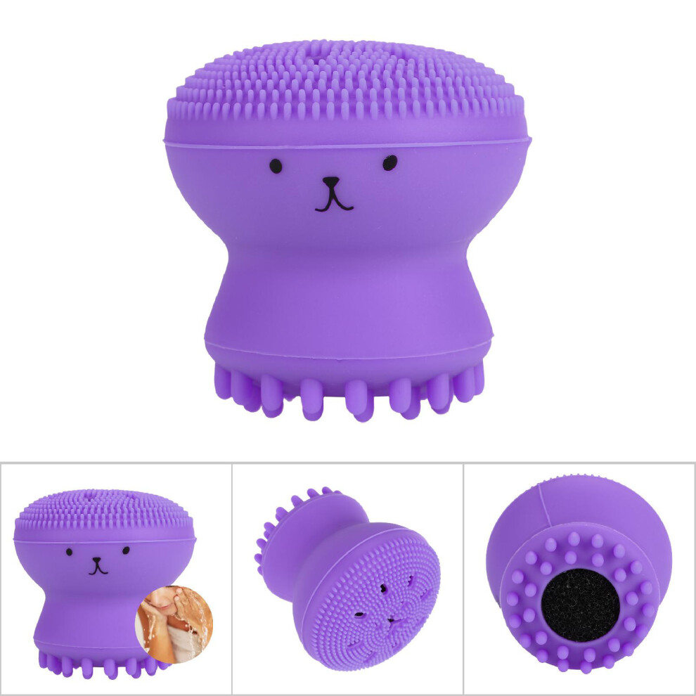 Purple Face Cleansing Brush Exfoliating Grease Removal Massage Jellyfish Octopus Wash Tool