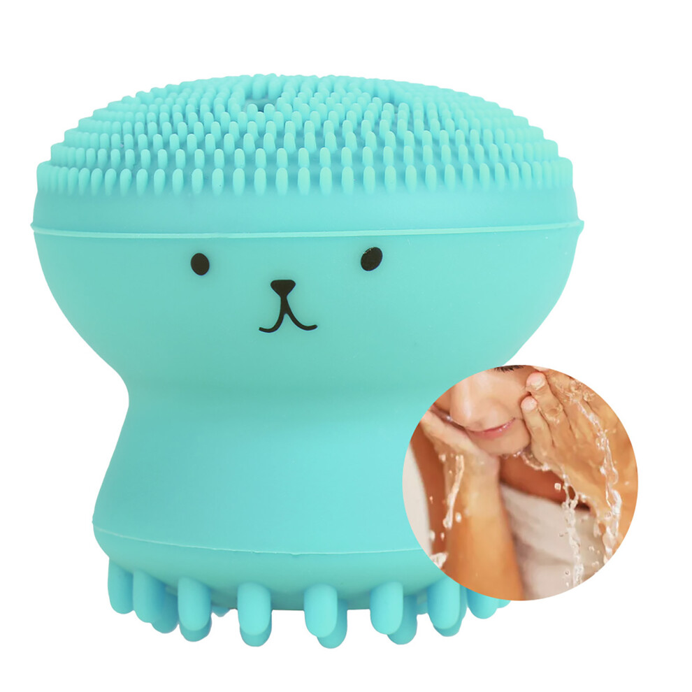 Green Face Cleansing Brush Exfoliating Grease Removal Massage Jellyfish Octopus Wash Tool