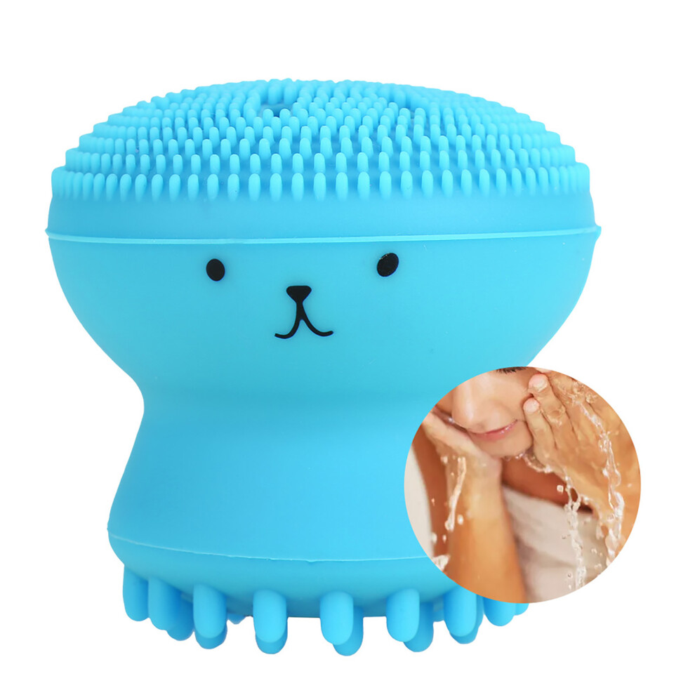 Blue Face Cleansing Brush Exfoliating Grease Removal Massage Jellyfish Octopus Wash Tool