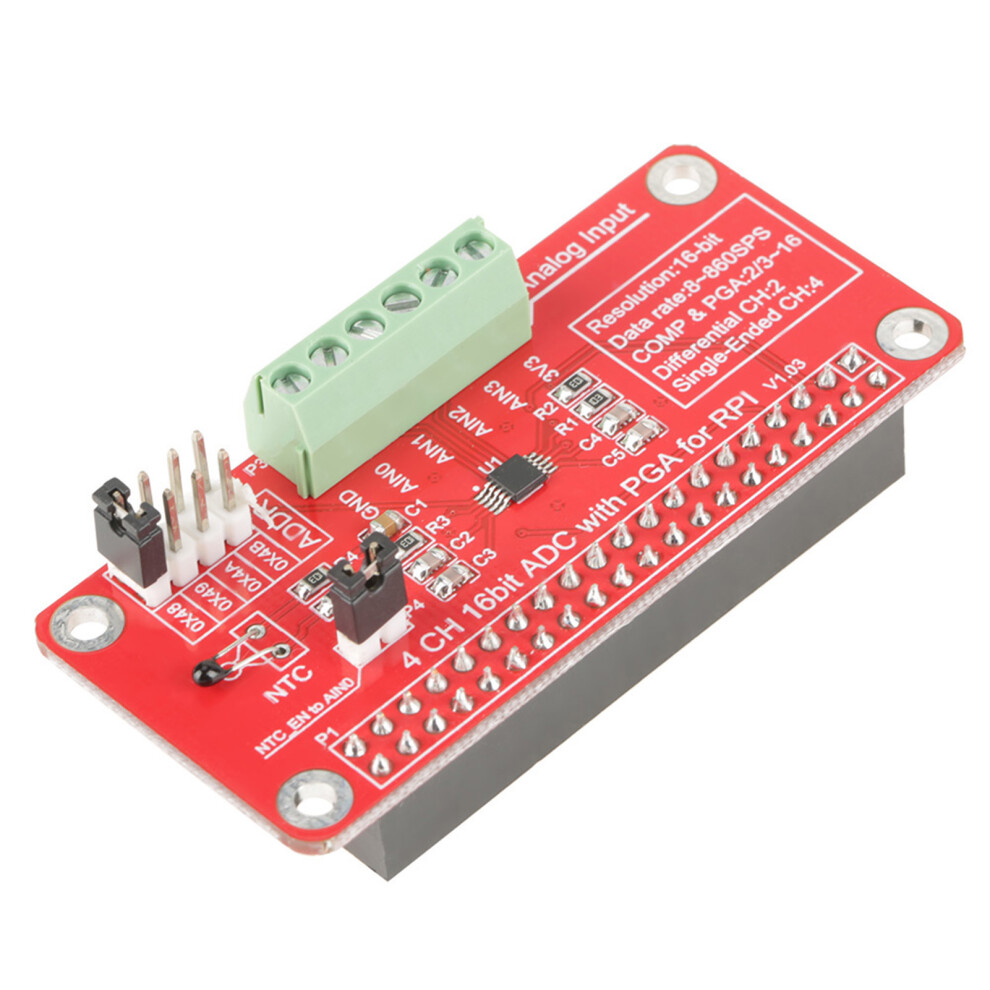 1Pc 16ÂBit Adc Adc Analog To Digital Converter Module For Raspberry Pi 3/2/B+ 4961324250037