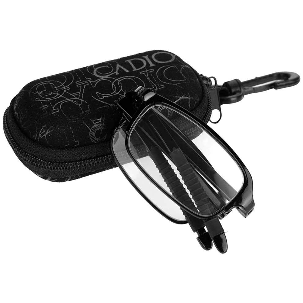 Unisex Portable Lightweight Foldable Ultra Thin Black Reading Presbyopic Glasses (2.5)