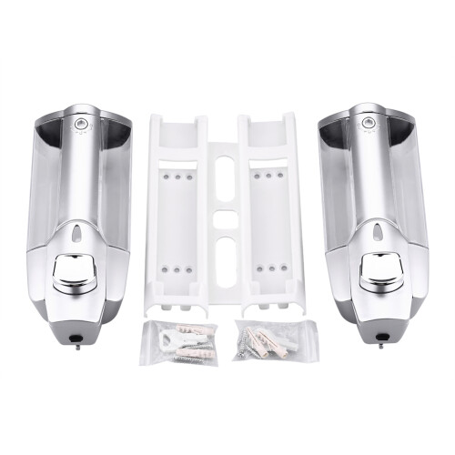 350ml 2*350ml Bathroom Wall Mounted Soap Shampoo Dispenser Lotion Liquid Pump 1