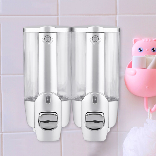 350ml 2*350ml Bathroom Wall Mounted Soap Shampoo Dispenser Lotion Liquid Pump 2