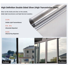 2-pack eenrichtings privacy raamfolie, 70 x 100 cm, premium PET-materiaal, warmtereflecterend overdag, VHV