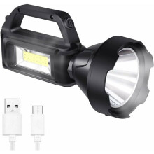 Zaklamp met zijverlichting, oplaadbaar op zonne-energie, IPX4-waterdicht, ideaal voor noodverlichting in huis en voor voertuigverlichting.