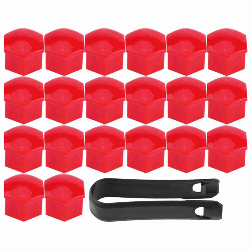 20 Stück Universale rote Radnabenabdeckungen 17 mm Radmutter-Deckel 2