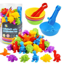 Montessori-spellen voor 2, 3, 4 en 5 jaar, dinosaurussenspeelgoed om te tellen en sorteren, educatief spel, fijne motoriek leren, kleuren leren,