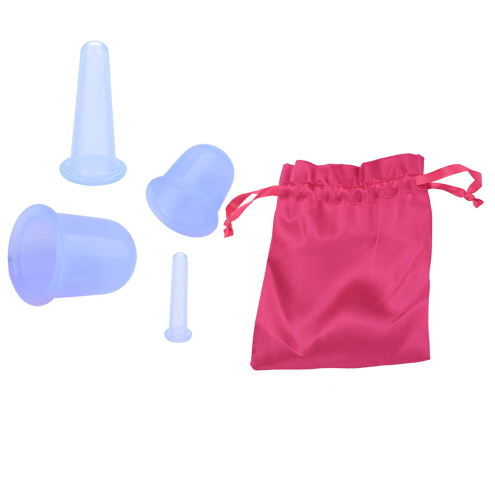 Blue 4Pcs/Set Silicone Vacuum Body Massage Helper Anti Cellulite Massager Cups Cupping (Blue)