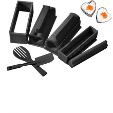 Sushiset, 10-delige plastic sushiset met vork en spatel, doe-het-zelf sushiset, zwart