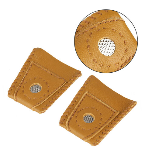 2pcs Large Size Leather Thimble Finger Sets with Metal Tip Hand Needlework Accessory 2