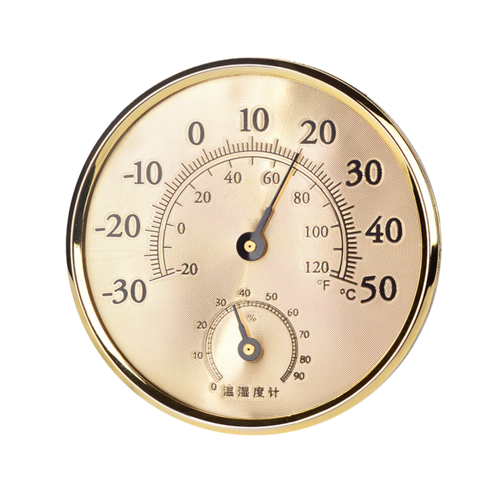 (1) Pointer Thermometer Hygrometer Home Thermometer Hygrometer - Gold 7707070699013