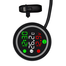 (1) 12V motorcycle voltage meter with marquee effect, waterproof 5-in-1, 5-in-1 air temperature meter