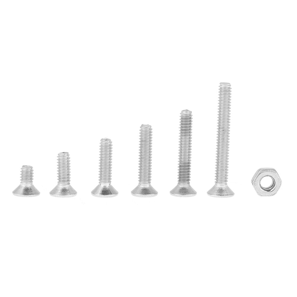 230Pcs M2 304 Stainless Steel Flat Head Bolt Screws Nuts Assortment Kit With Box 7901324261098