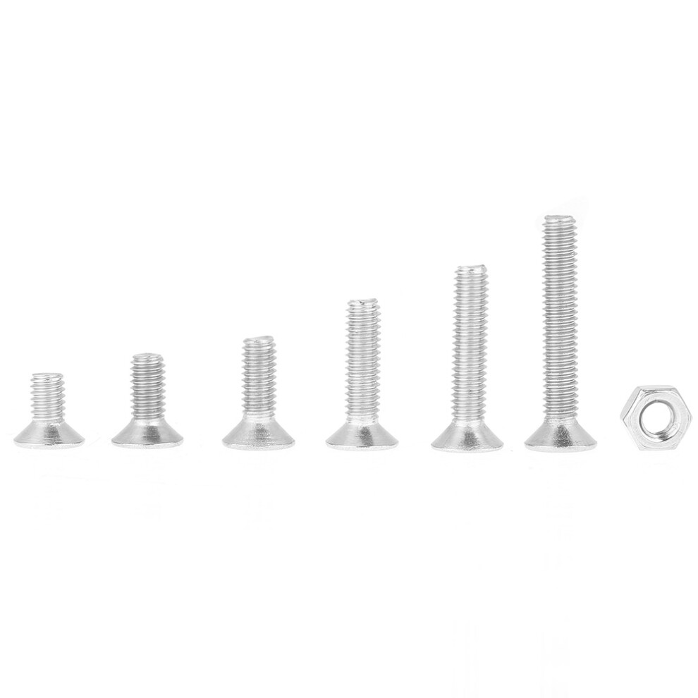 180Pcs M4 304 Stainless Steel Flat Head Bolt Screws Nuts Assortment Kit With Box 4341324261118