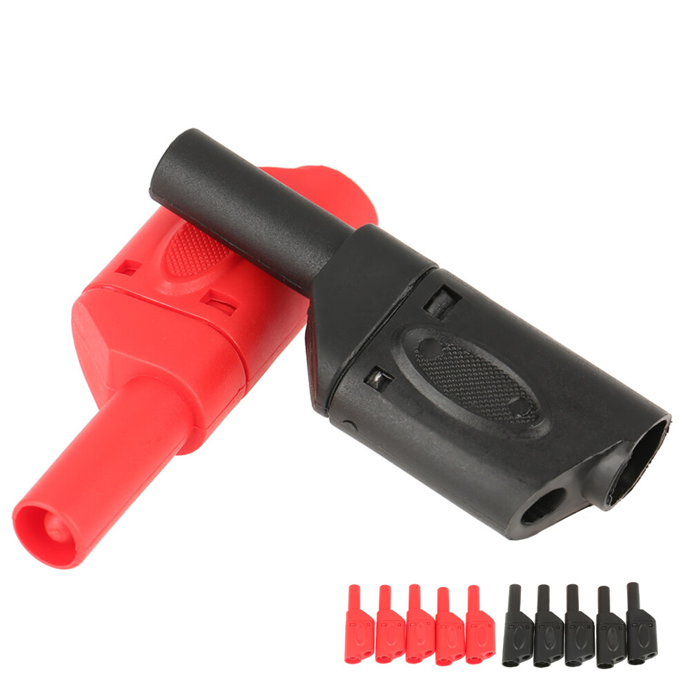 10Pcs 4Mm Red Black Safety Fully Insulated Stackable Banana Plug Connectors 8431324261433