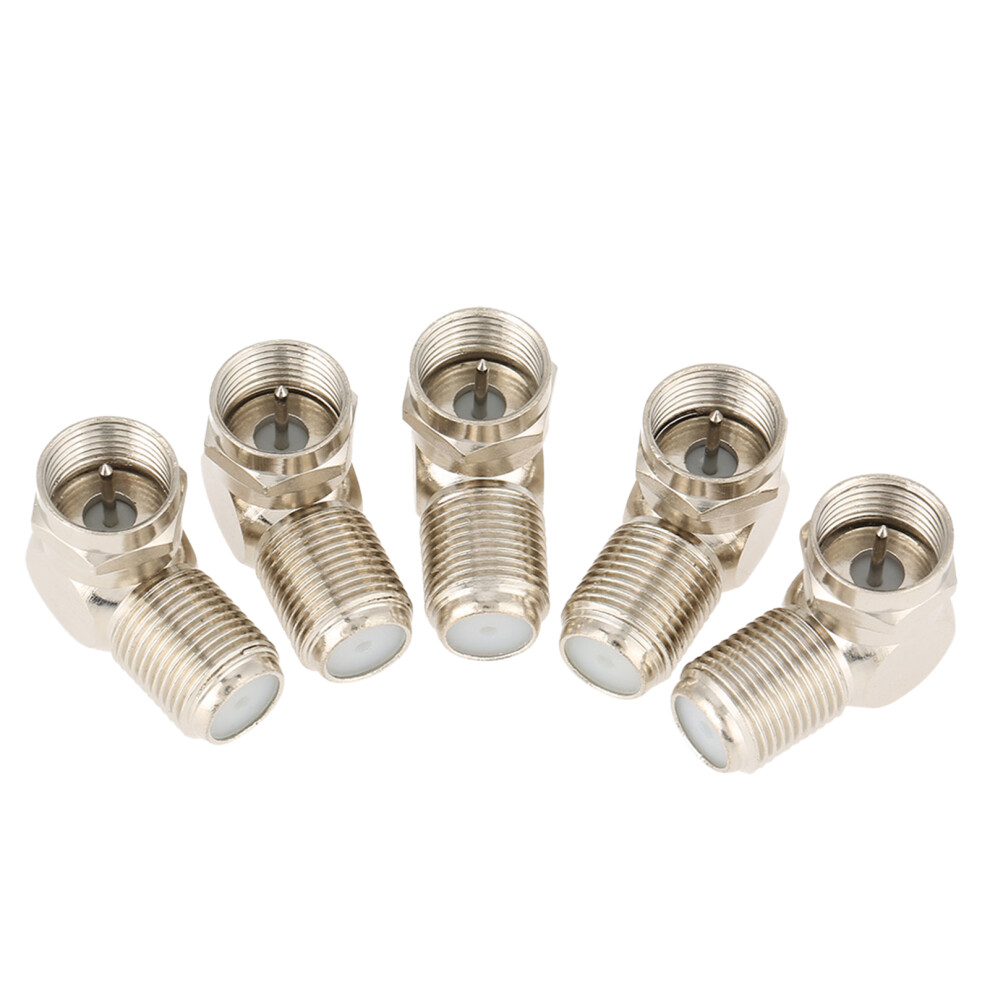 5Pcs Tv Antenna Male To F Type Female Right Angle Cable Connector Adapter Set 4641324261423