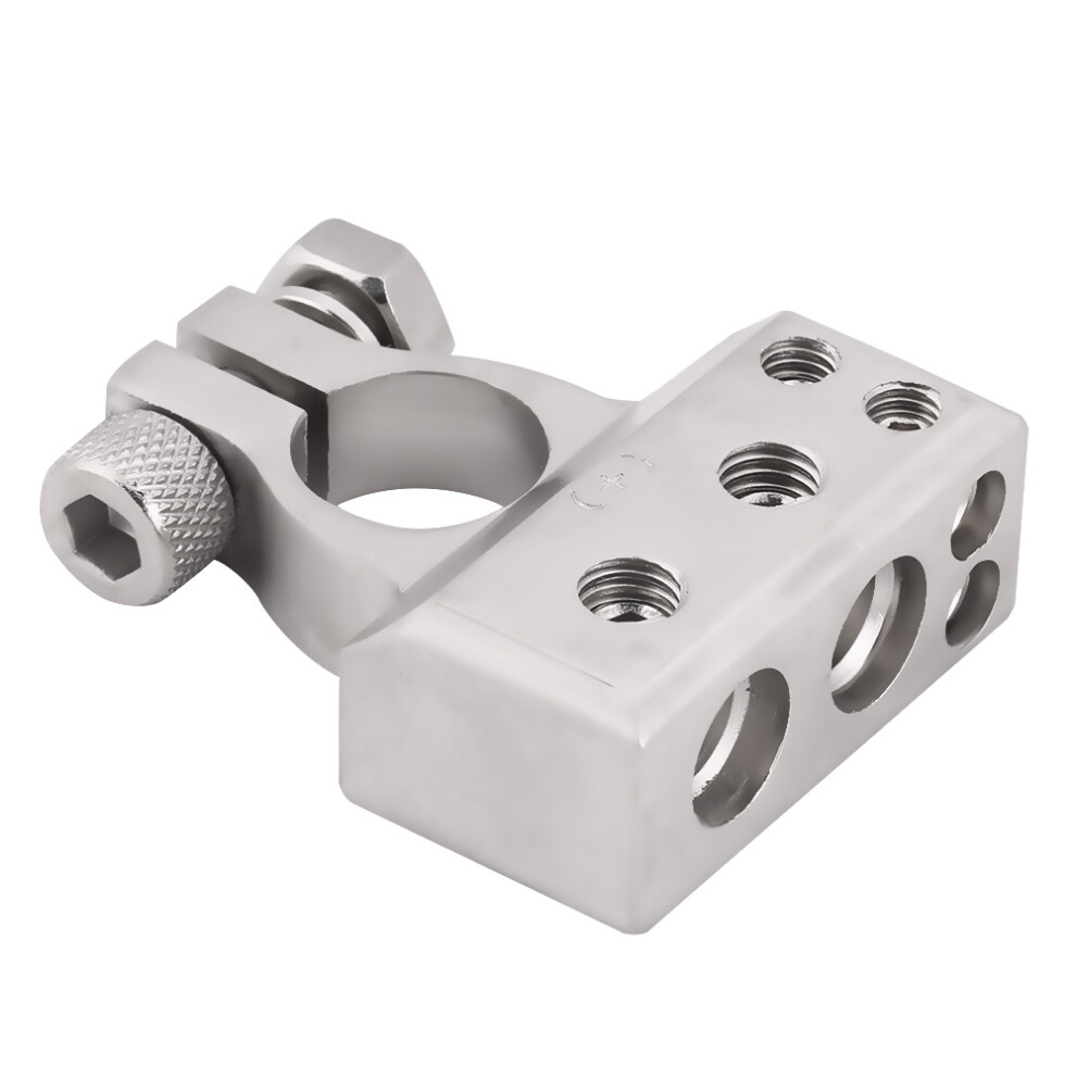 Pair Of Car Battery Terminal Positive & Negative Connector Clamp For 0/1 2 4 8 Awg Gauge Silver 7641324262762