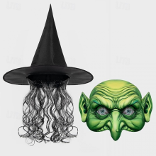 Chapeau de sorcière d'Halloween, masque, accessoires d'Halloween, adultes, hommes, femmes, unisexe, amusant, Halloween, carnaval, costumes d'Hall